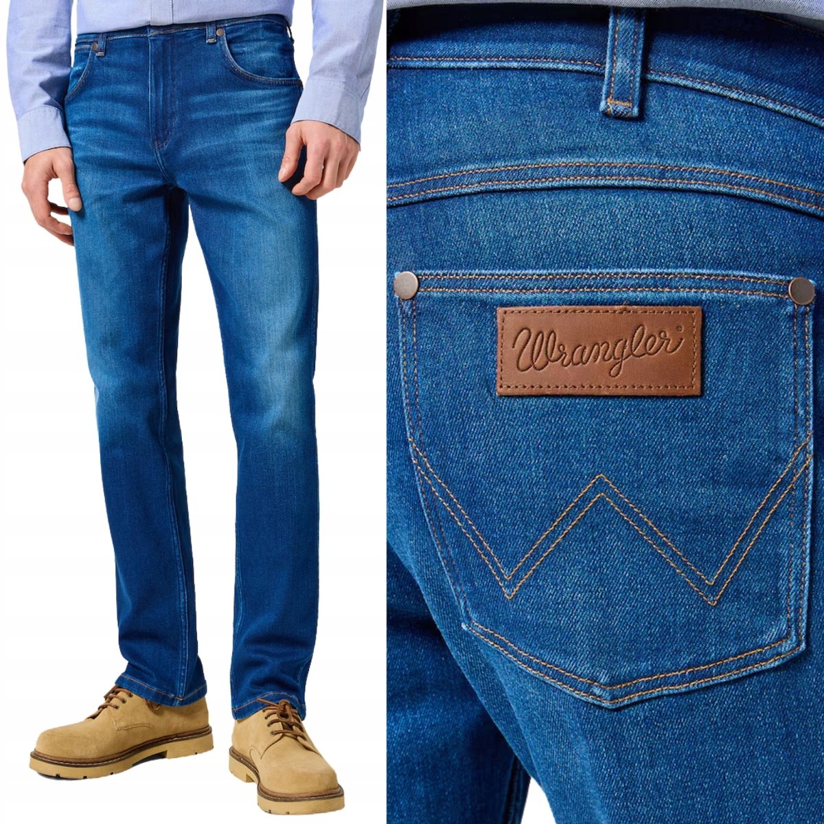 Wrangler GREENSBORO Blue Jam FREE 2 STRETCH PROSTE SPODNIE JEANSOWE W40 L32
