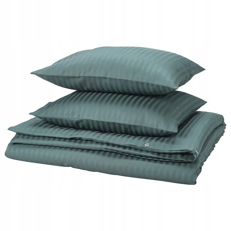 IKEA NATTJASMIN Komplet pościeli, niebiesko-zielony 200x200/50x60 cm satyna