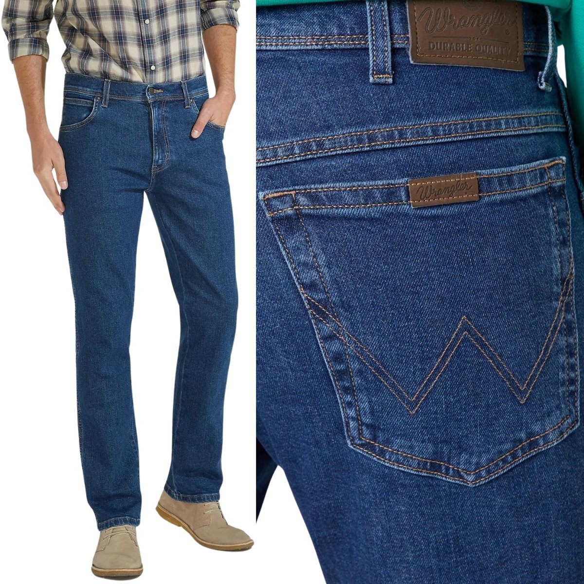Wrangler REGULAR FIT Darkstone DURABLE PROSTE SPODNIE JEANSOWE W33 L32
