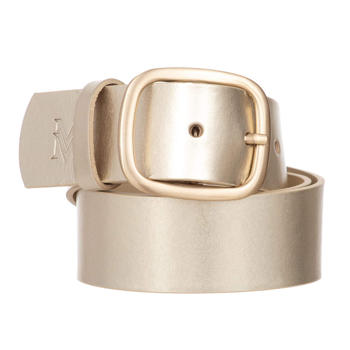 Klasyczny Pasek Damski VerMari Skórzany Złoty Mat 4 cm