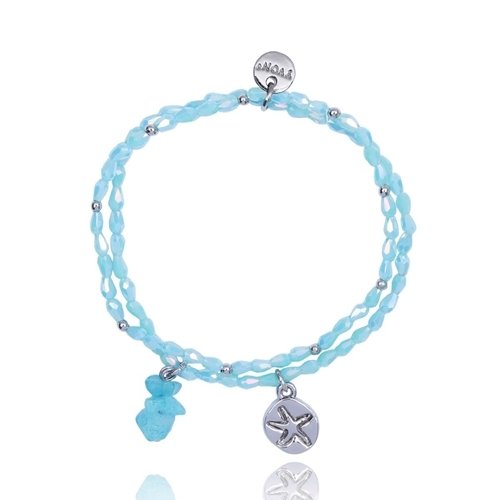 Bransoletka Podwójna Mosiądz Kamienie Yvon