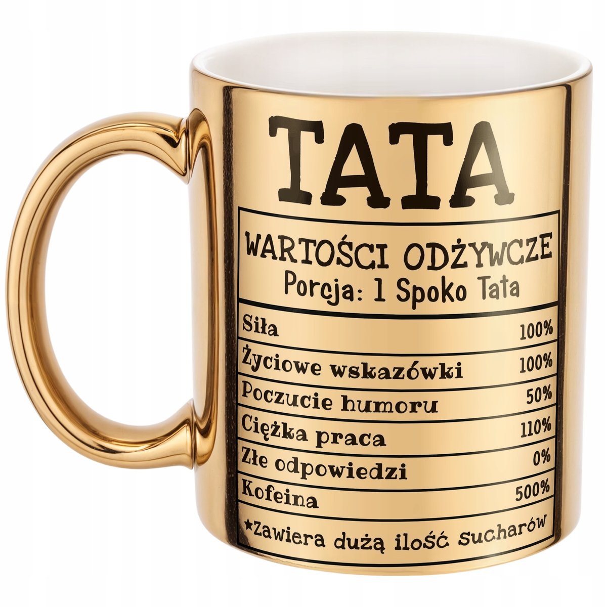 Złoty kubek Dzień Ojca Tata Wartości Odżywcze Tabela Prezent