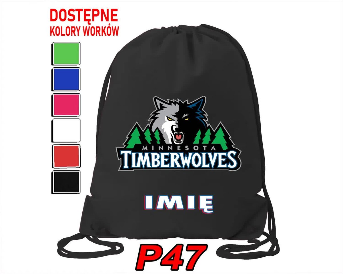 Worek Szkolny Na Wf Trening Buty Sportowy Dla Fana Minnesota Timberwolves