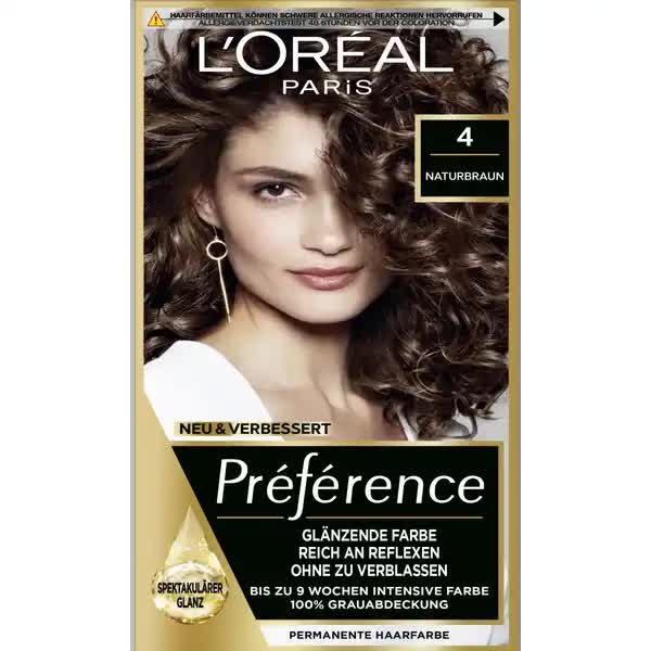 Farba do włosów naturalny brąz Loreal Preference nr 4