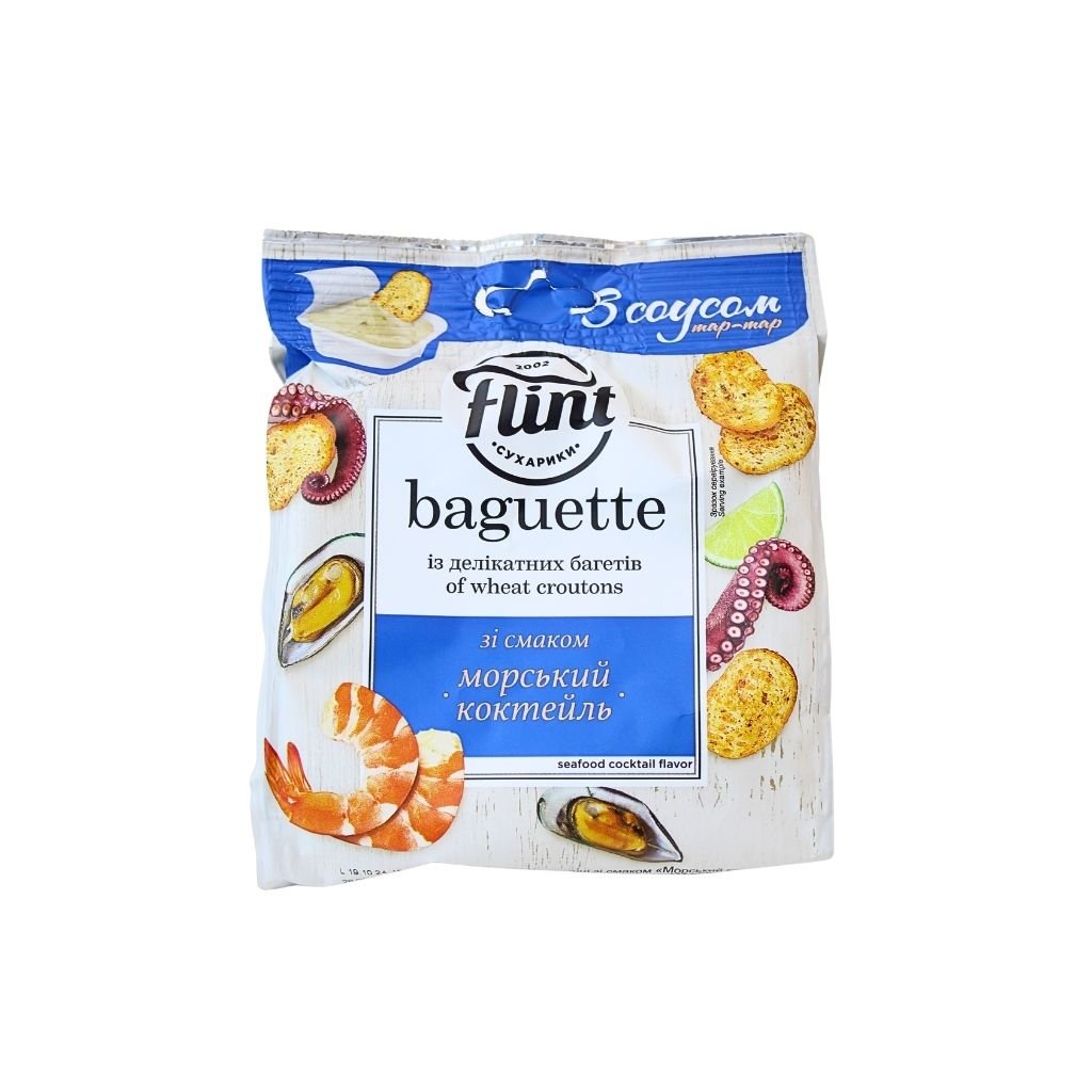 Sucharki pszenne o smaku Koktajl morski z sosem Tartar Baguette 