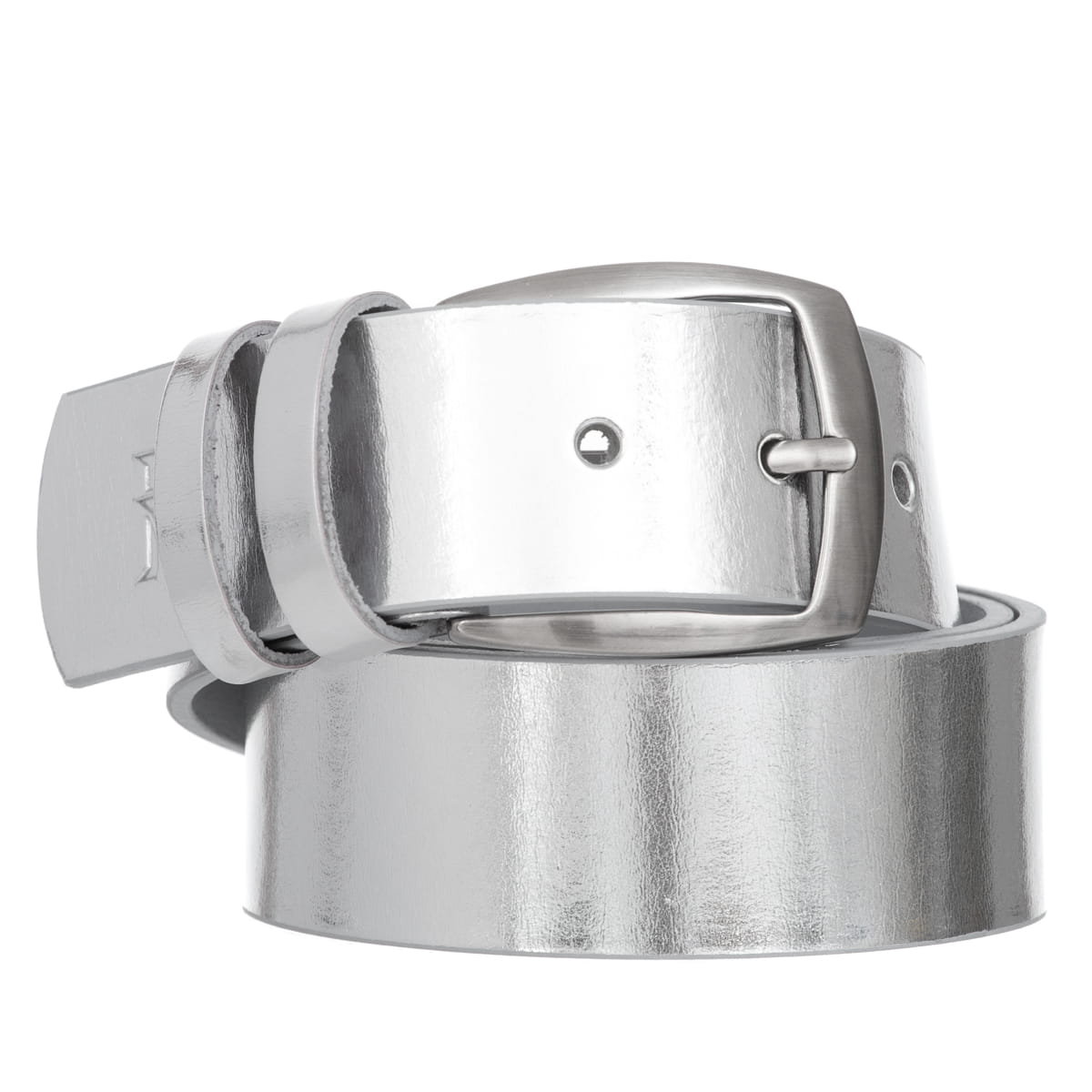 Klasyczny Pasek Damski VerMari Skórzany Srebrny Blask 4 cm