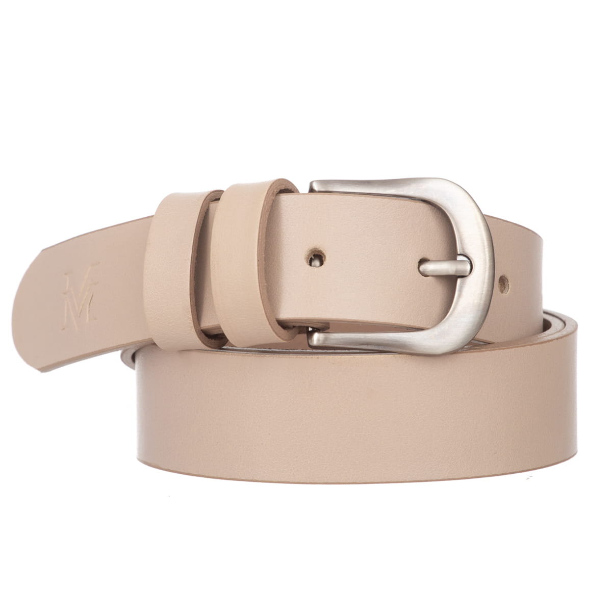 Klasyczny Pasek Damski VerMari Skórzany Jasny Beż 3 cm