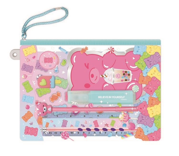 HOT FOCUS 334GB Zestaw przyborów szkolnych z notesikiem - Żelkowy Miś