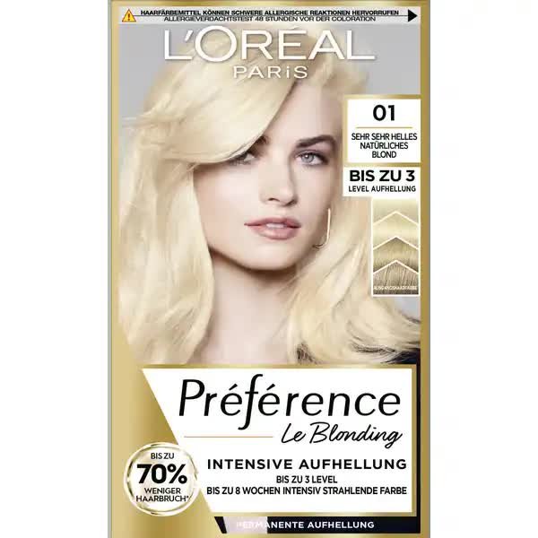 Rozjaśniacz do włosów bardzo jasny naturalny blond Loreal Preference 01