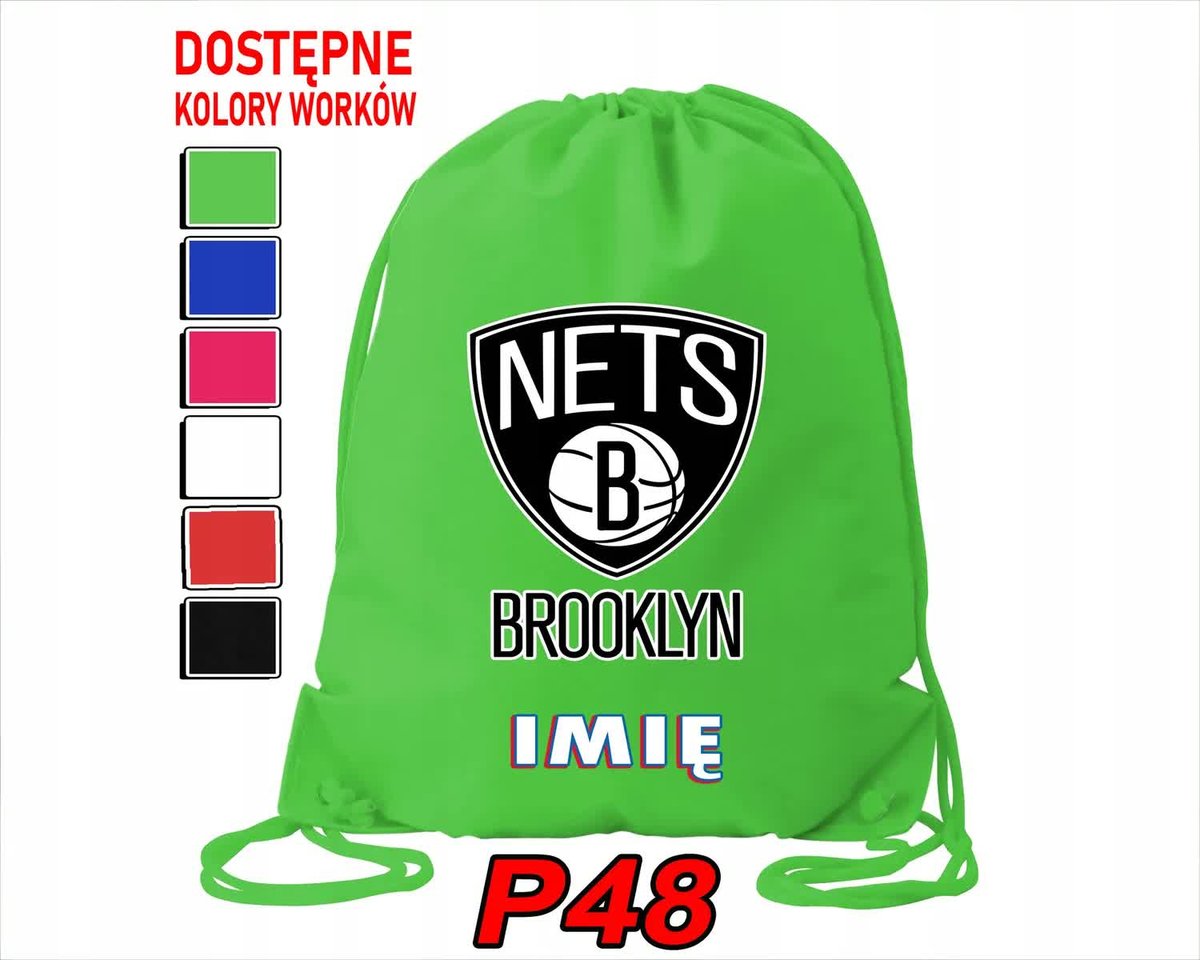 Worek Szkolny Na Wf Trening Buty Sportowy Dla Fana Brooklyn Nets Nba