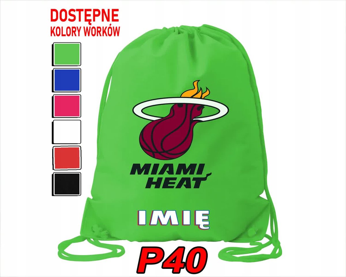 Worek Szkolny Na Wf Trening Buty Sportowy Dla Fana Miami Heat Nba Basket