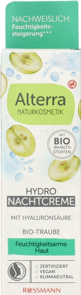 ALTERRA HYDRO KREM DO TWARZY NAWILŻAJĄCY Z WINOGRONEM BIO NA NOC 50 ML