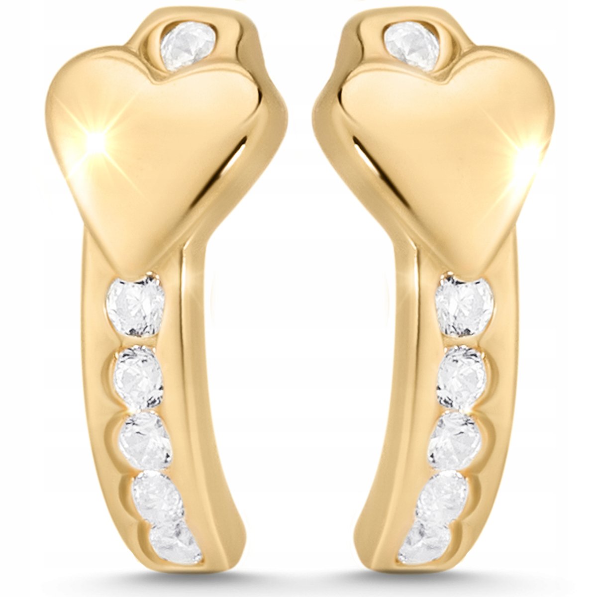 Kolczyki wkrętki dla dziewczynki małe delikatne serca złote pozłacane 925