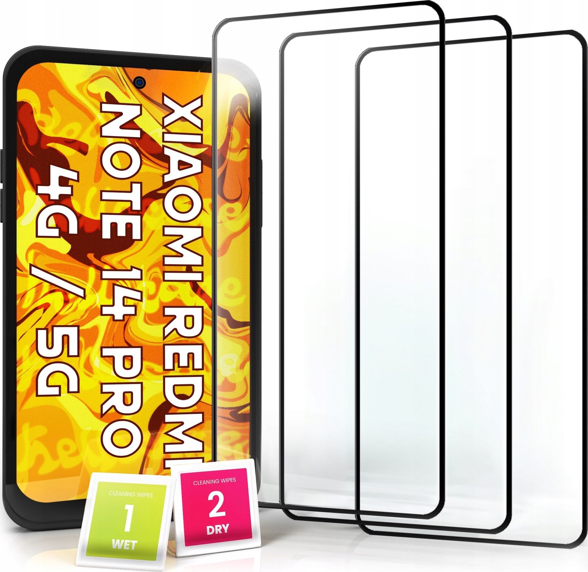 3-PAK Szkło Hartowane do Xiaomi Redmi Note 14 Pro 4G / 5G 9H, Pełne 5D