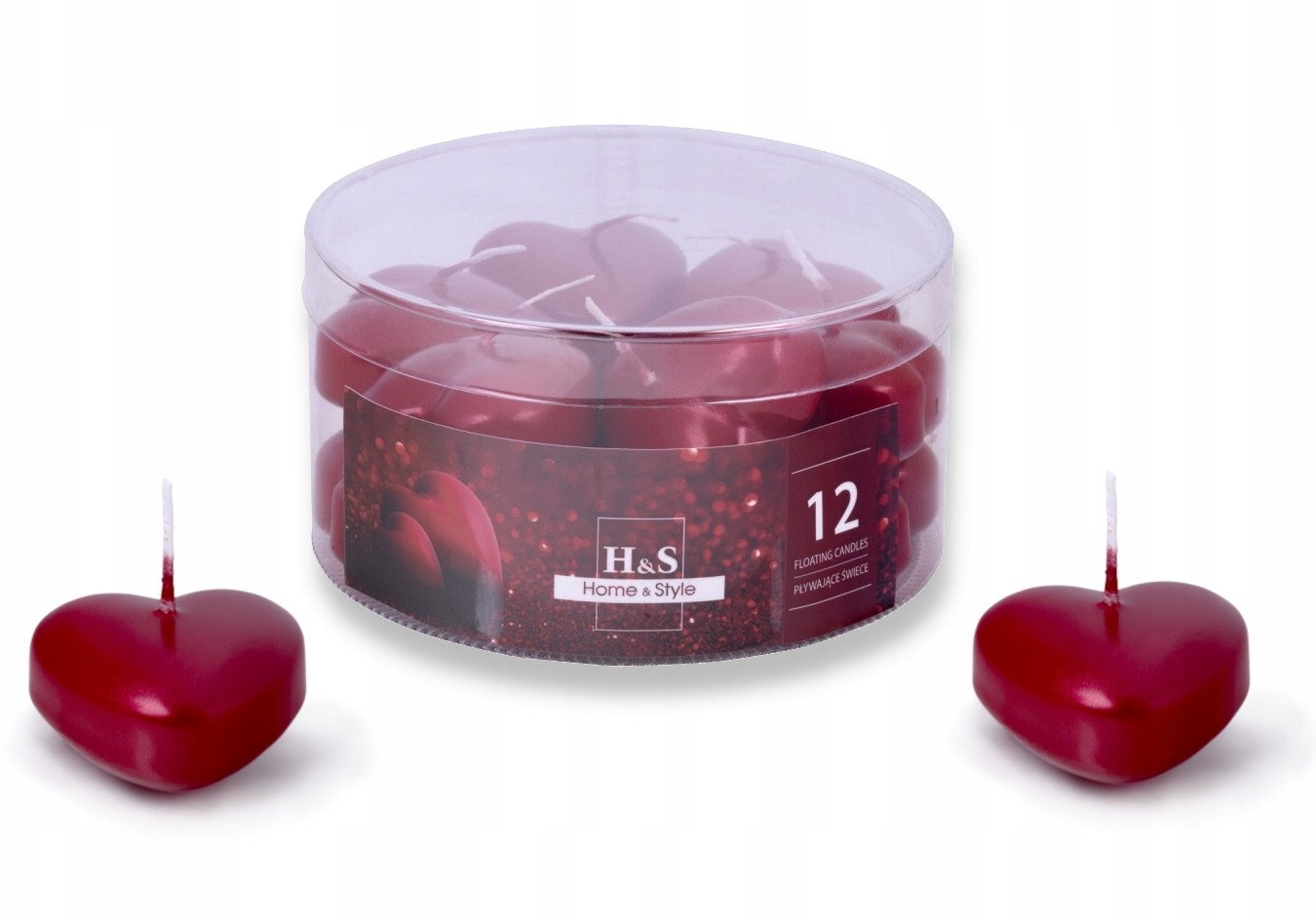 Świeca pływająca serce DONAU HOME, lakierowana, 12 szt., czerwona