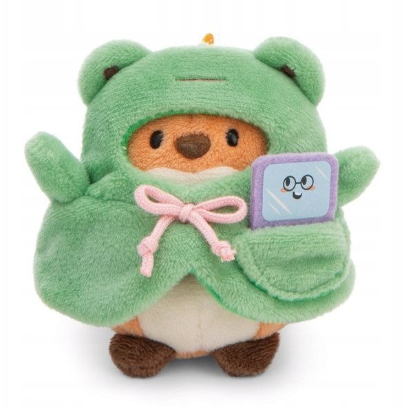 NICI 61145 Maskotka Lis Geeks 8cm z grą wideo i kostiumem żaby w pudełku prezentowym MyMochi