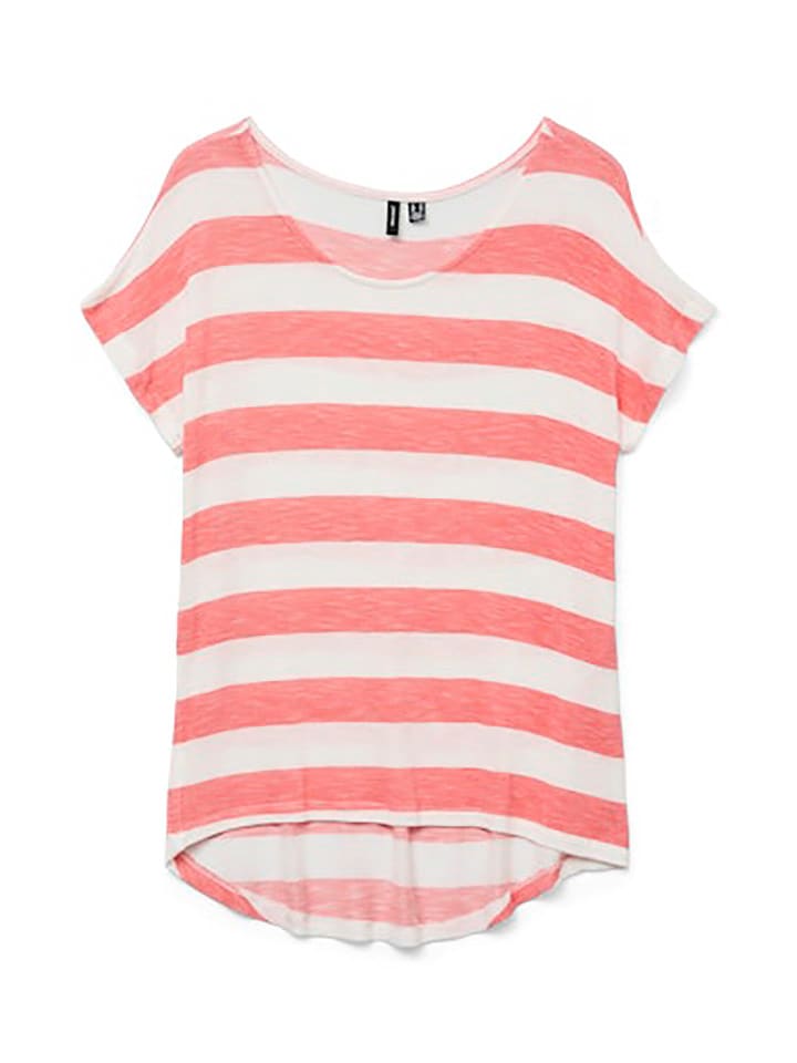 Vero Moda Koszulka w kolorze koralowo-białym
