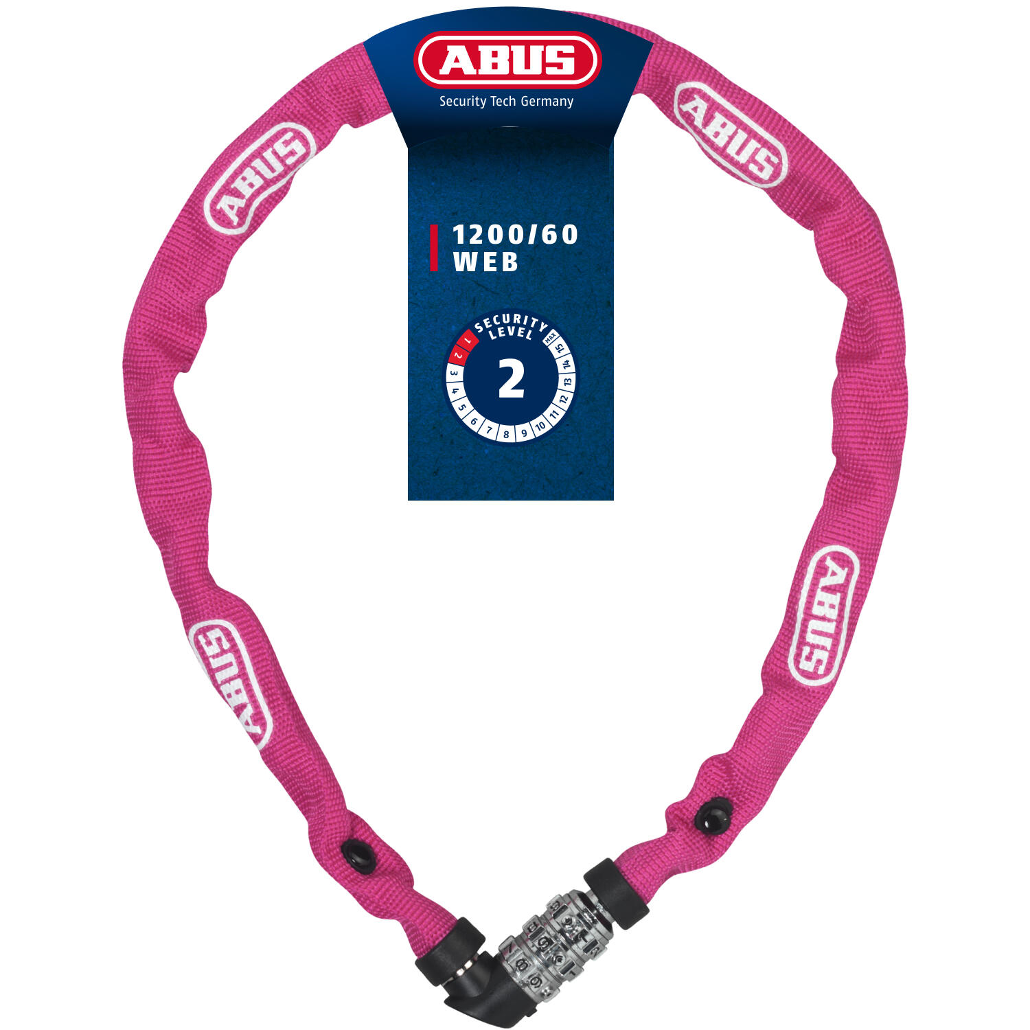 Abus Blokada unisex naszyjnik 1200 akcesoria, różowy, 60 cm AB120060P