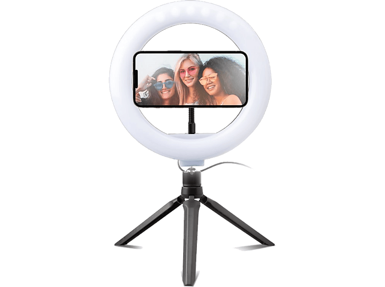 Uchwyt z lampą LED Ring SBS Tripod Selfie 20cm TESELFIERINGCLIP Czarny