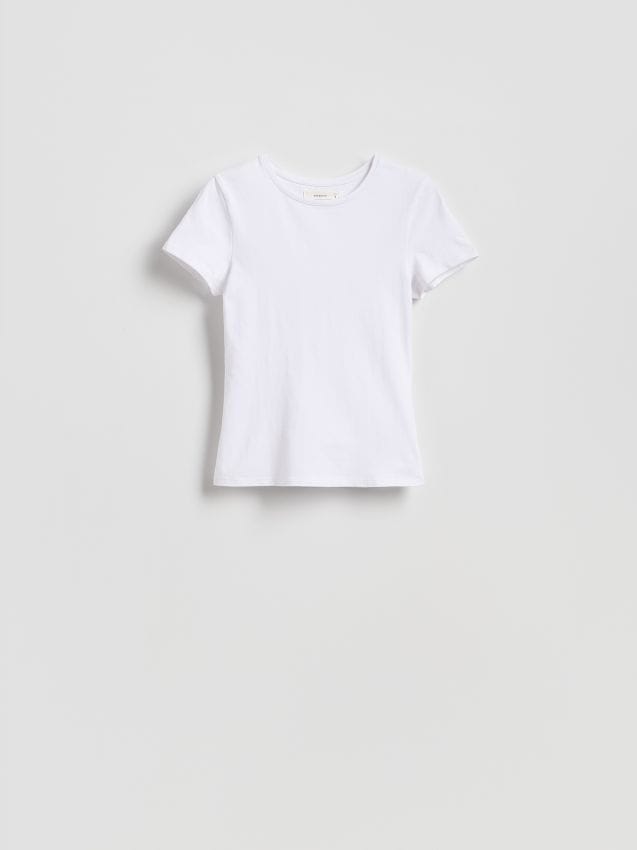 Reserved - Bawełniany t-shirt slim fit - biały