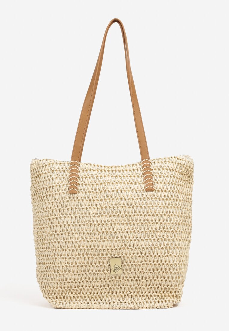 Beżowa Torebka Shopperka z Plecionki Ulovera