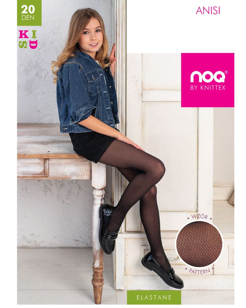 Noq by Knittex Dziecięce rajstopy Anisi 20 den nero, 140-146