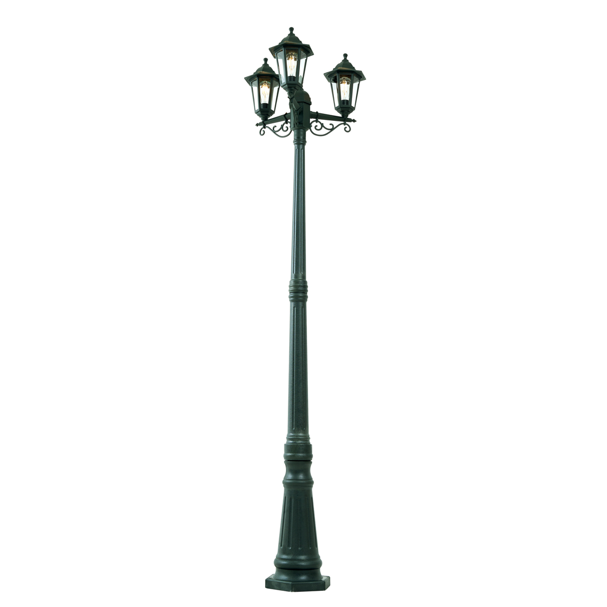 QAZQA Klasyczna latarnia ogrodowa ciemnozielona 217cm 3-światła IP44 - New Haven