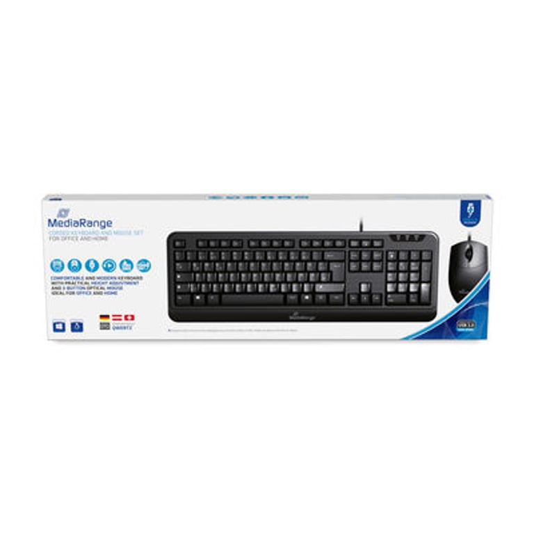 MediaRange MROS108 klawiatura Dołączona myszka Dom USB QWERTZ Czarny MROS108