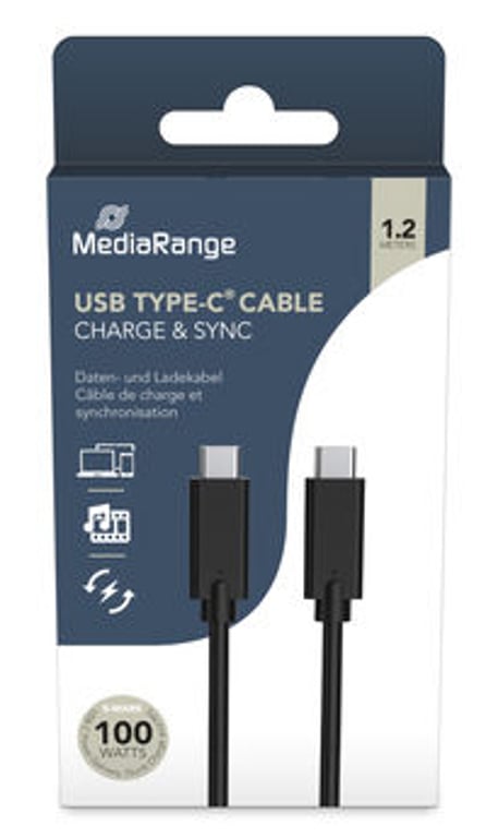 MediaRange MRCS214 kabel USB USB 3.2 Gen 1 (3.1 Gen 1) 1,2 m USB C Czarny MRCS214
