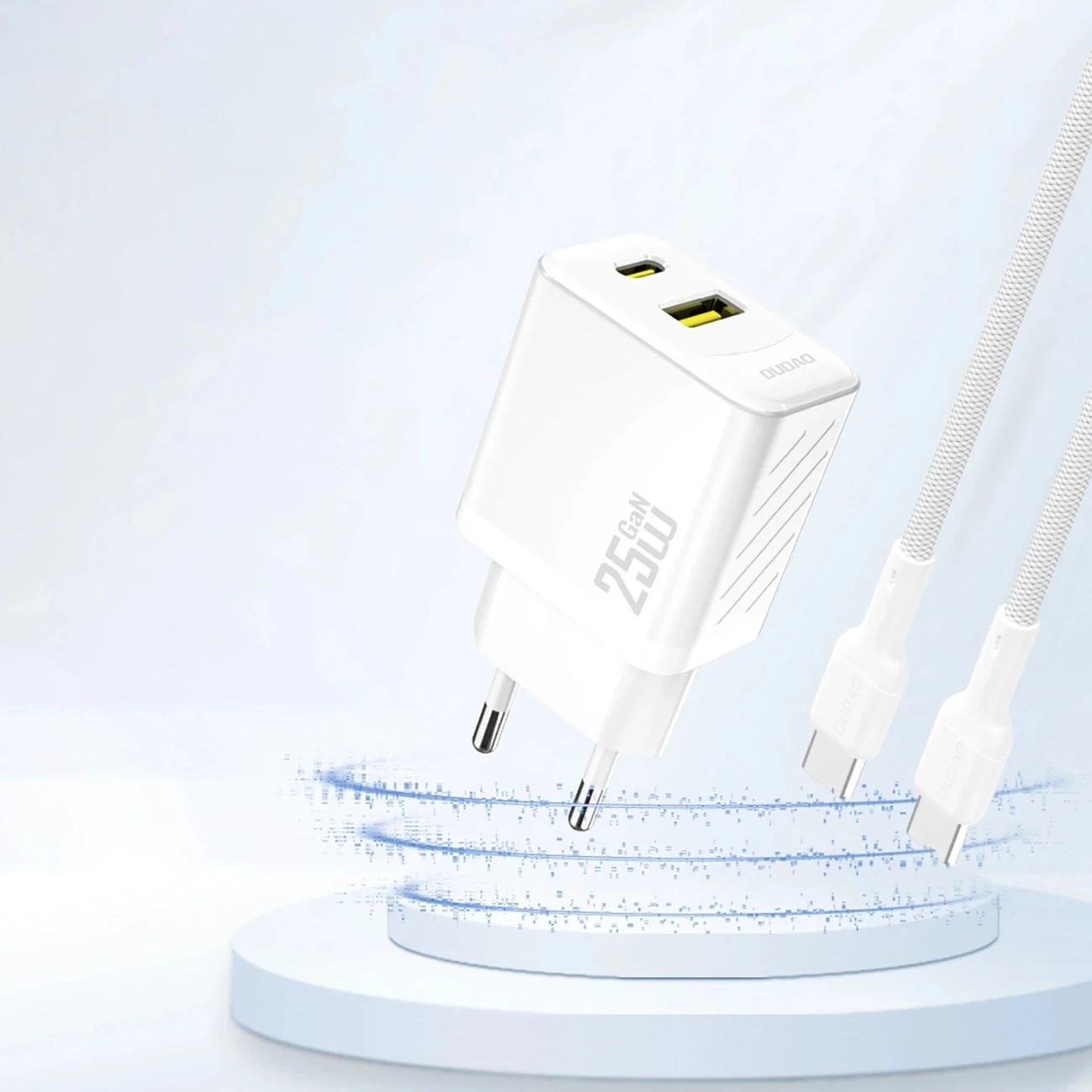 Ładowarka Dudao A26T 25W GaN USB-A, USB-C Power Delivery, Quick Charge - Biała