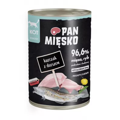Pan Mięsko Karma mokra dla kota Kurczak z dorszem 400 g