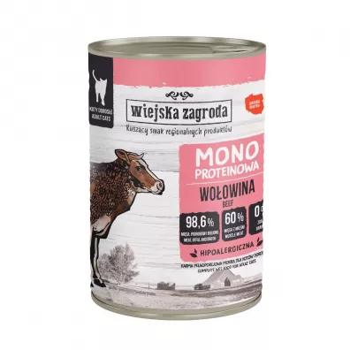 Wiejska Zagroda Karma mokra dla kota Monobiałkowa Wołowina (dorosły) 400 g