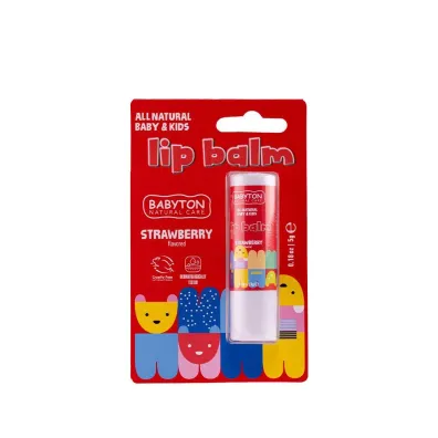 Babyton Balsam do ust, truskawkowy smak, bezpieczny od narodzin 5 g