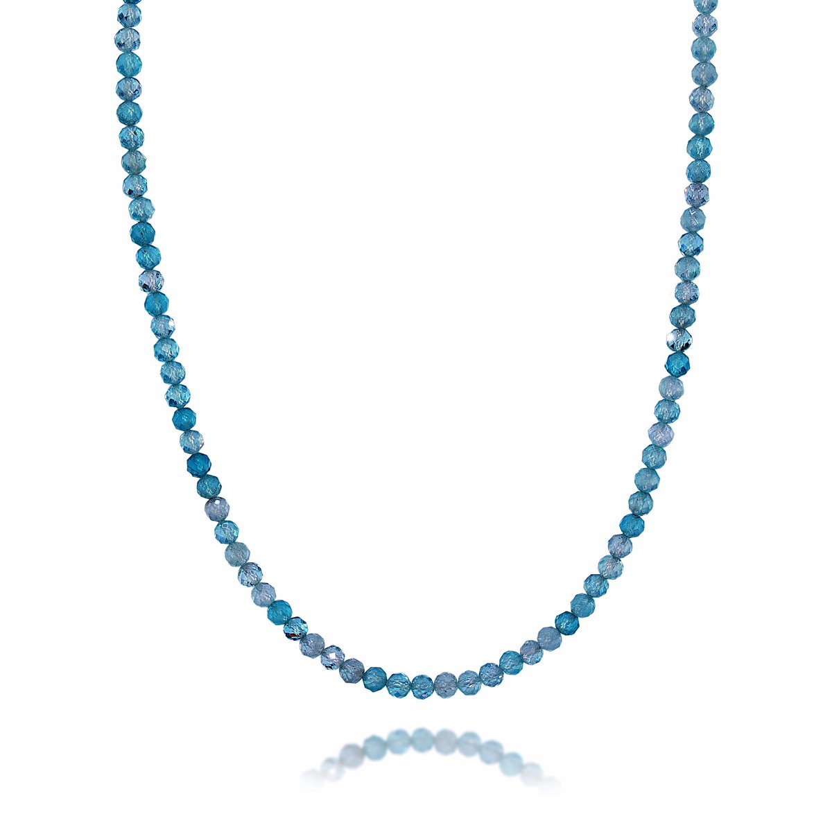 Naszyjnik Choker Naturalne AKWAMARYNY Faset 3,0mm srebrne zapięcie dł. 43cm