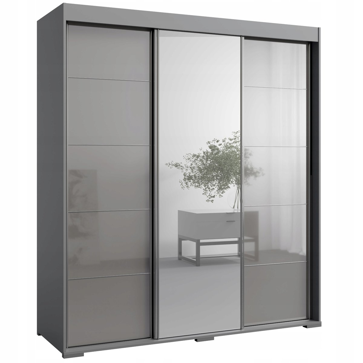 Szafa przesuwna z lustrem Como 3D1L 180 Szara (lacobel)