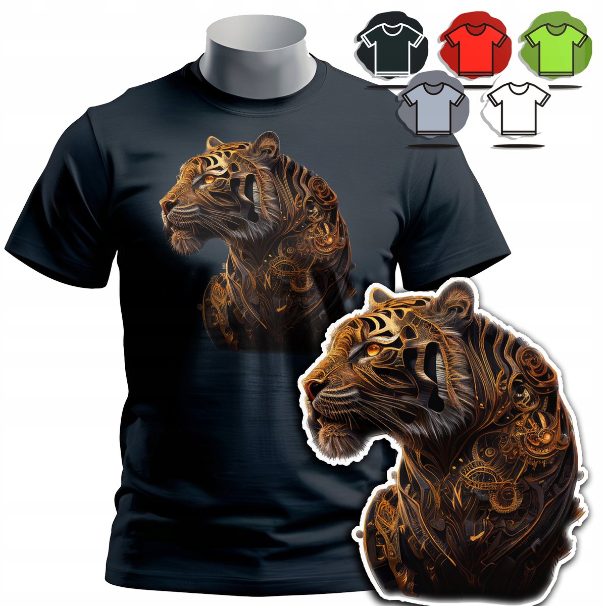KOSZULKA T-SHIRT MĘSKI WZORY DO WYBORU - TYGRYS TIGER PUMA ZWIERZE - M