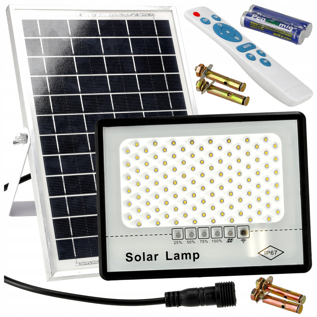 Lampa uliczna LED HALOGEN NAŚWIETLACZ SOLARNY 100W PANEL SOLARNY Solar
