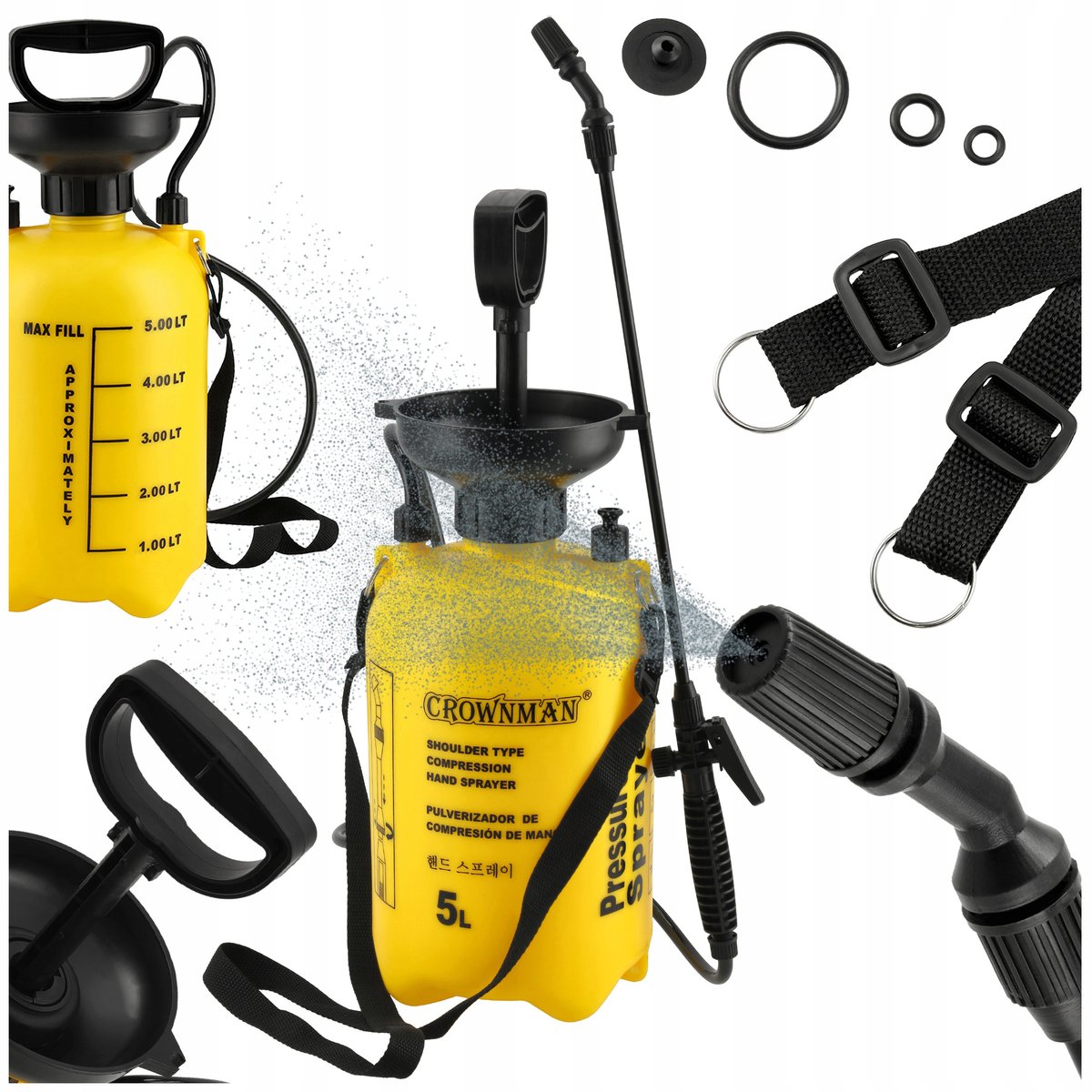 Opryskiwacz Ciśnieniowy Ręczny Ogrodowy Z Regulowaną Dyszą Rozpylacz 5L