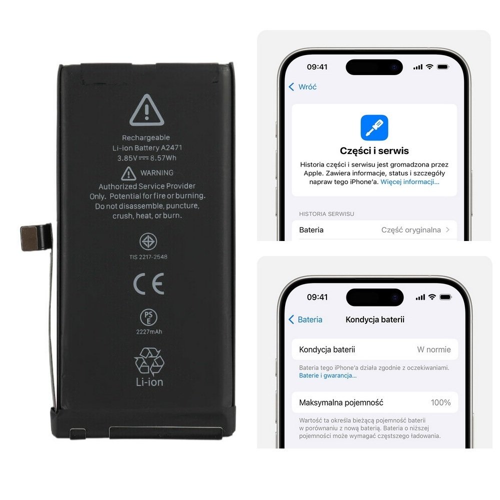 Bateria A2471 akumulator Li-ion 2227mAh Diagnosable z możliwością przypisania jako oryginał do Apple iPhone 12 mini