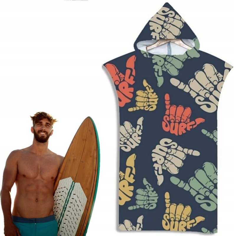 Poncho kąpielowe plażowe okrycie z mikrofibry windSURFing kitesurfing