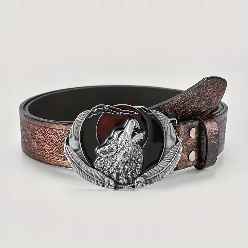 Pas pasek wilk księżyc vintage miedziany brązowy steampunk wiedźmin 120 cm