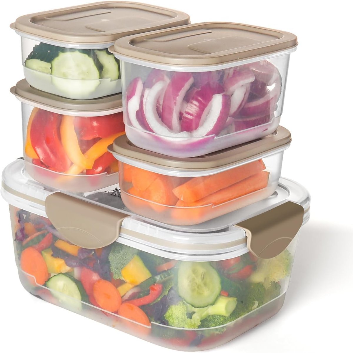 Zestaw Pojemników na Żywność z Pokrywką 5 Sztuk 2400x1 400x2 600x2 ml