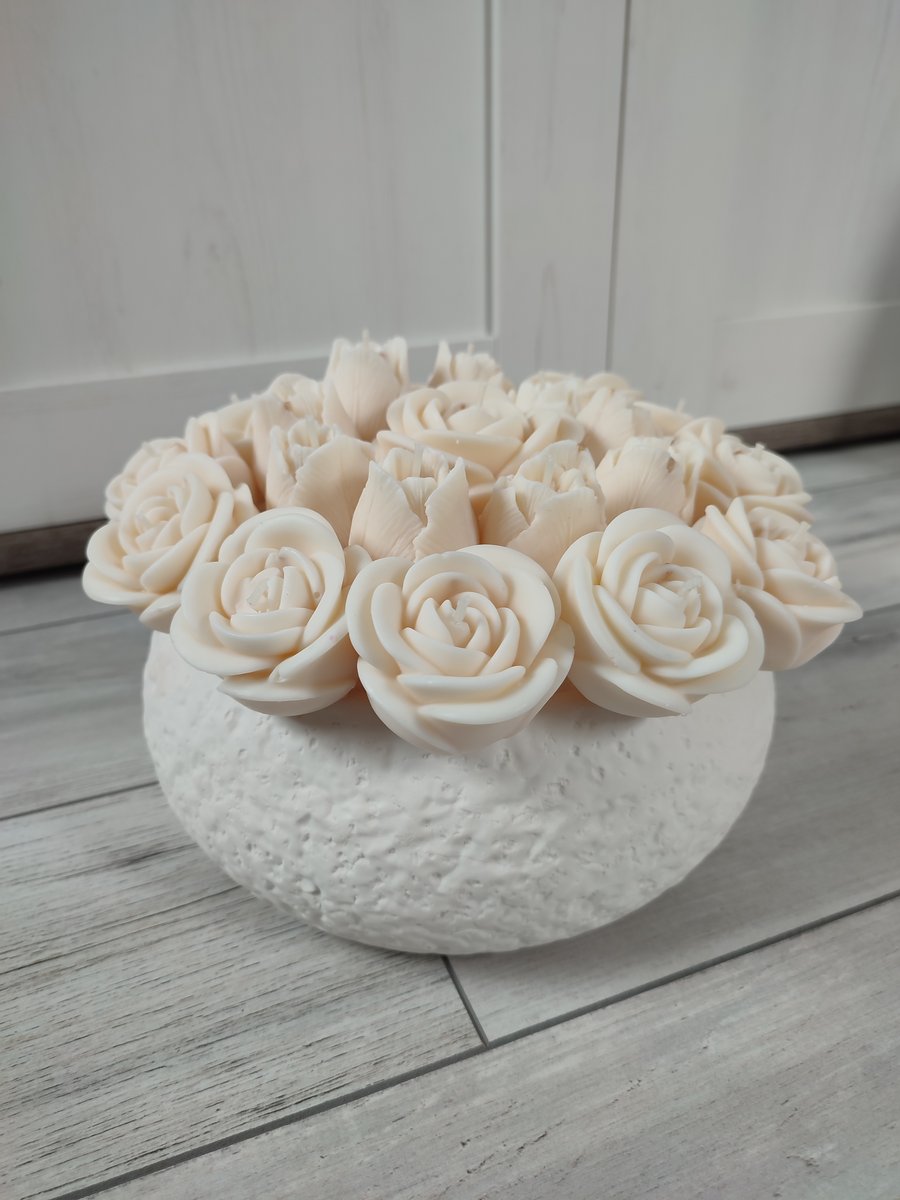 Bukiet świec sojowych Ceramic okrągła misa flower box świec sojowych