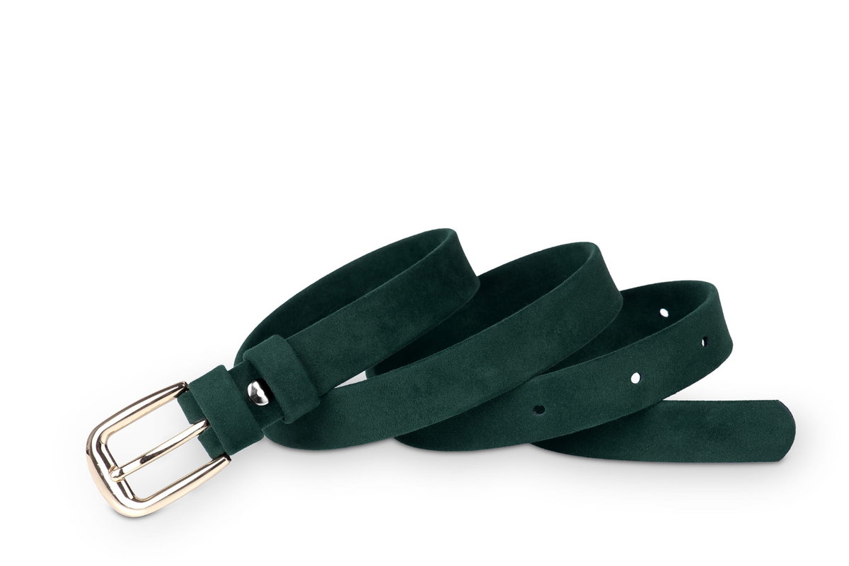 Pasek damski klasyczny butelkowy welur 2 cm