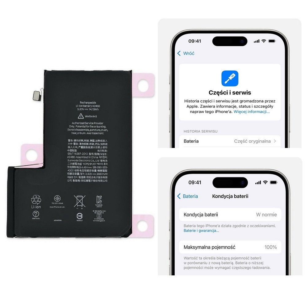 Bateria A2466 akumulator Li-ion 3687mAh Diagnosable z możliwością przypisania jako oryginał do Apple iPhone 12 Pro Max