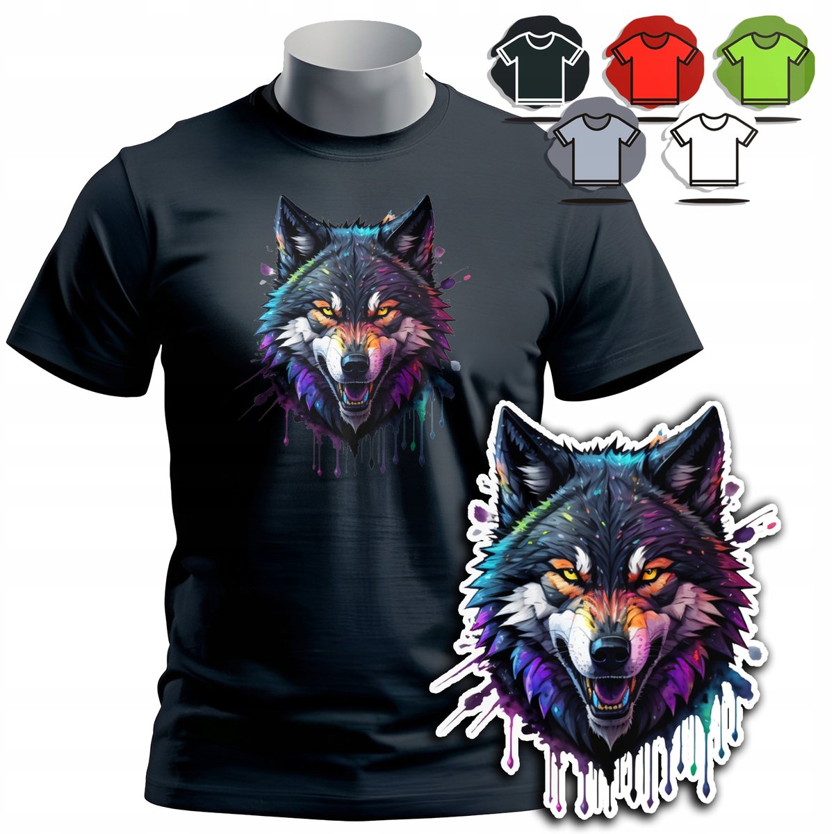 KOSZULKA T-SHIRT MĘSKI WZORY DO WYBORU - WILK WOLF ALFA ZWIERZE SIGMA - M