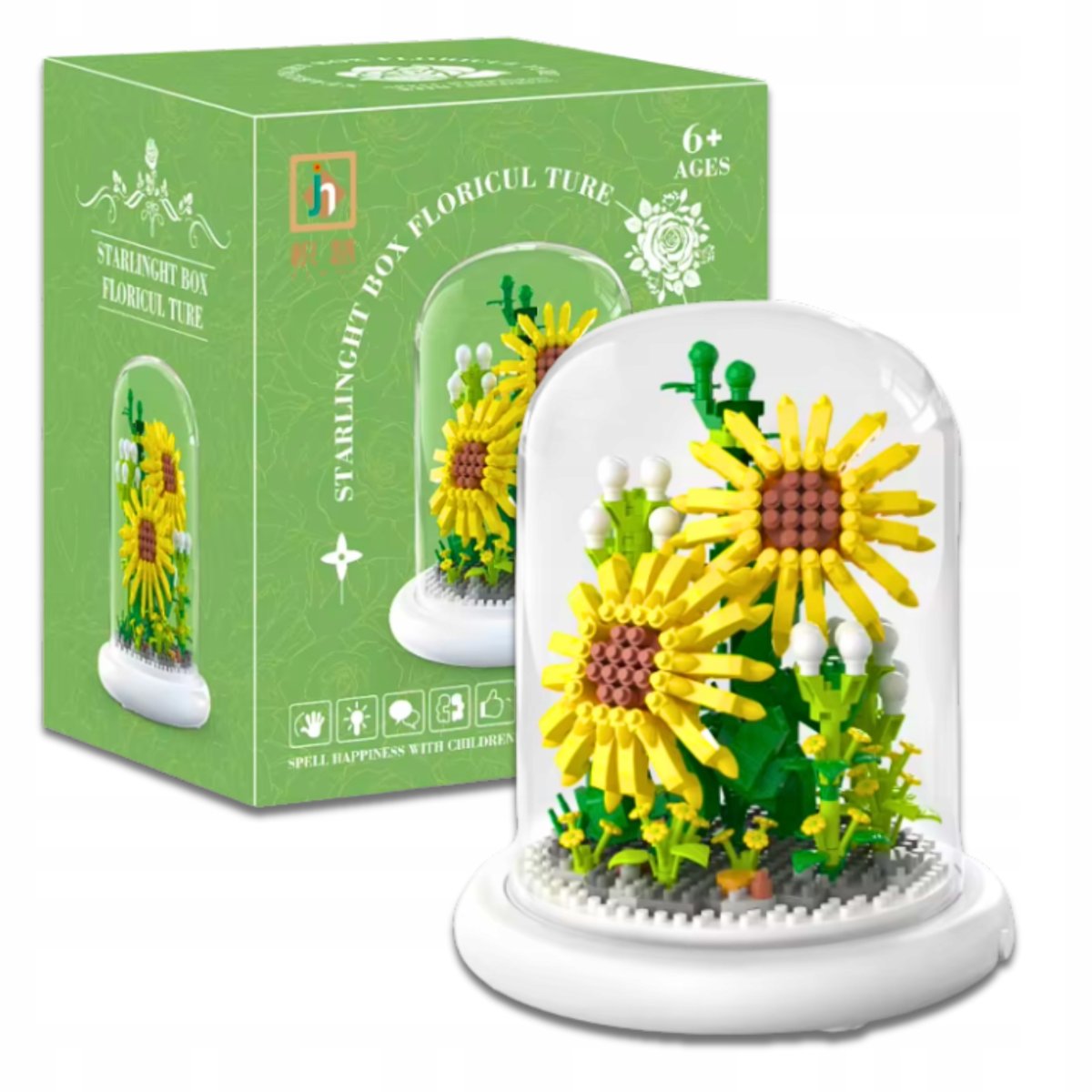 Klocki Konstrukcyjne Bukiet Kwiatów Zestaw Klocków Kwiatek W Kopule 590 el.