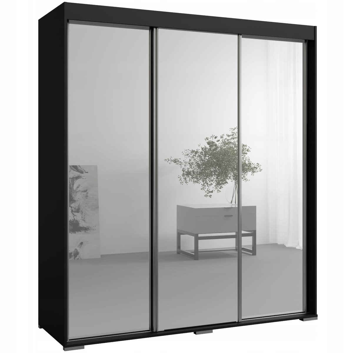 Szafa przesuwna z lustrem Como 3D3L 180 Czarna