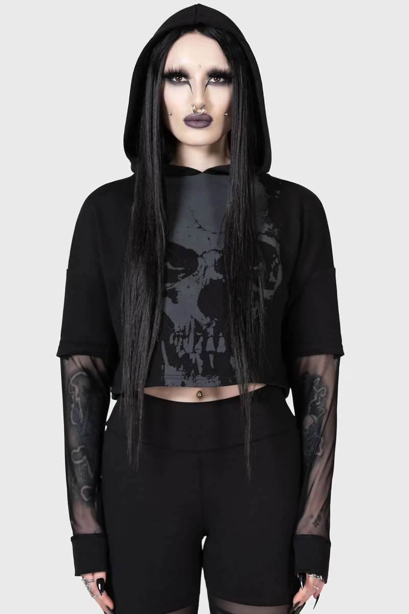 bluza damska KILLSTAR - CHILLED BONE, z kapturem-M