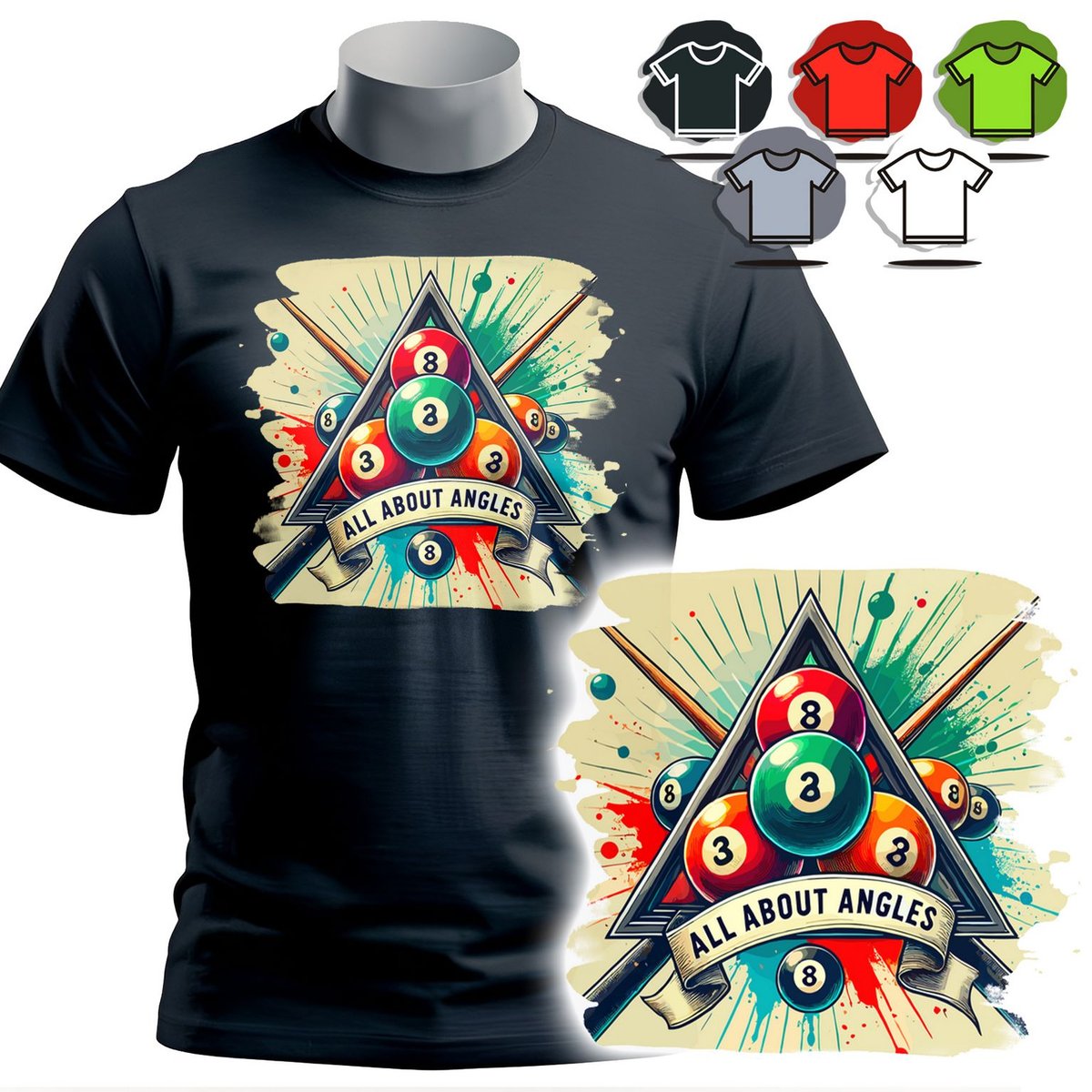 KOSZULKA T-SHIRT MĘSKI WZORY DO WYBORU - BILARD - S